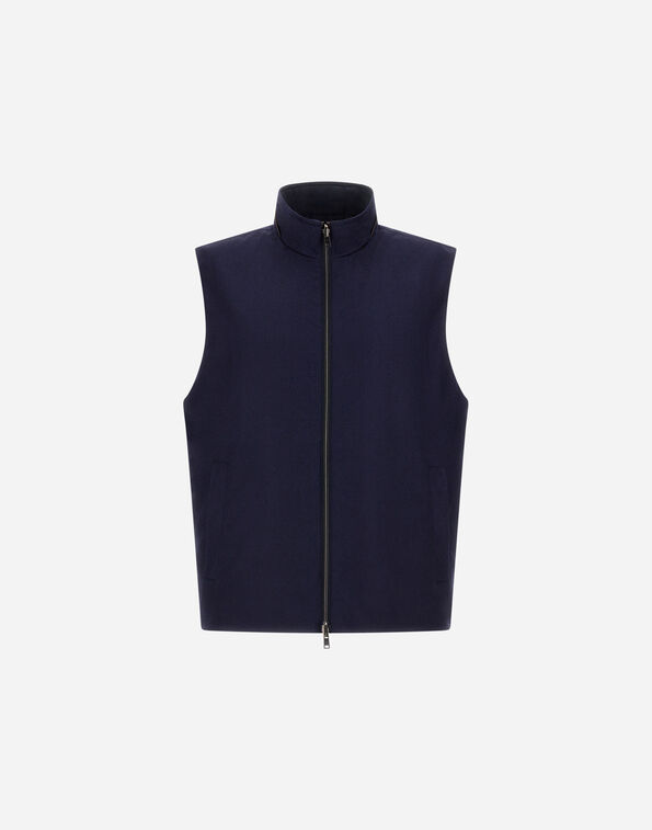 Herno VEST IN LUCENT CASHMERE SILK AND CHANGING NYLON Navy Blue GI000636U381279200