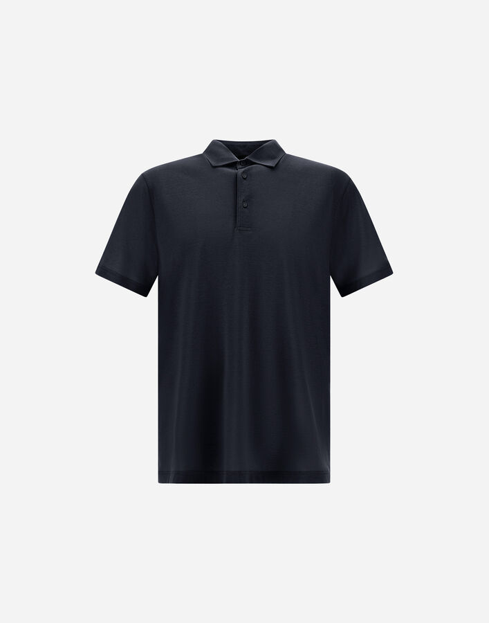 Herno JERSEY CREPE POLO SHIRT Navy Blue JPL00115U520059200