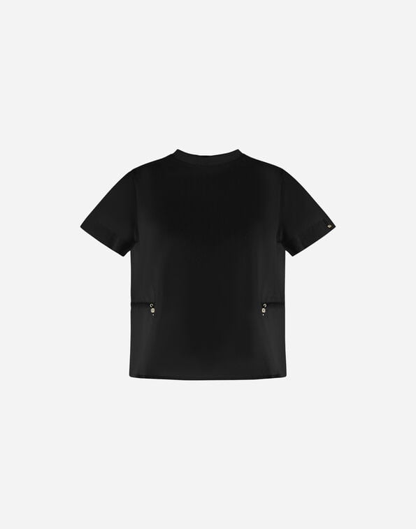 Herno T-SHIRT IN CHIC COTTON JERSEY AND NEW TECHNO TAFFETA Black JG000224D520069300