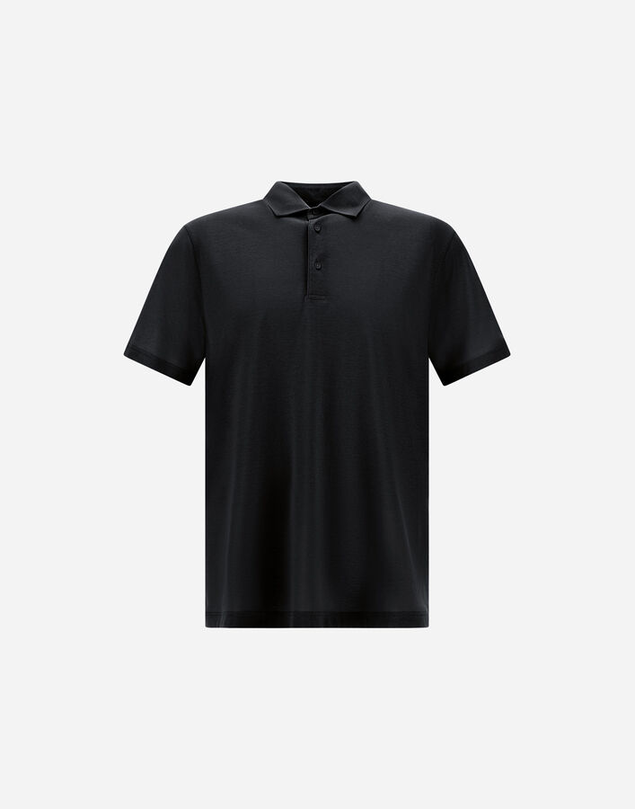 Herno JERSEY CREPE POLO SHIRT Black JPL00115U520059300