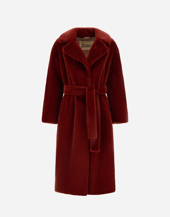 Herno COAT IN SOFT ALTERNATIVE FUR Bordeaux CA000586D124226705