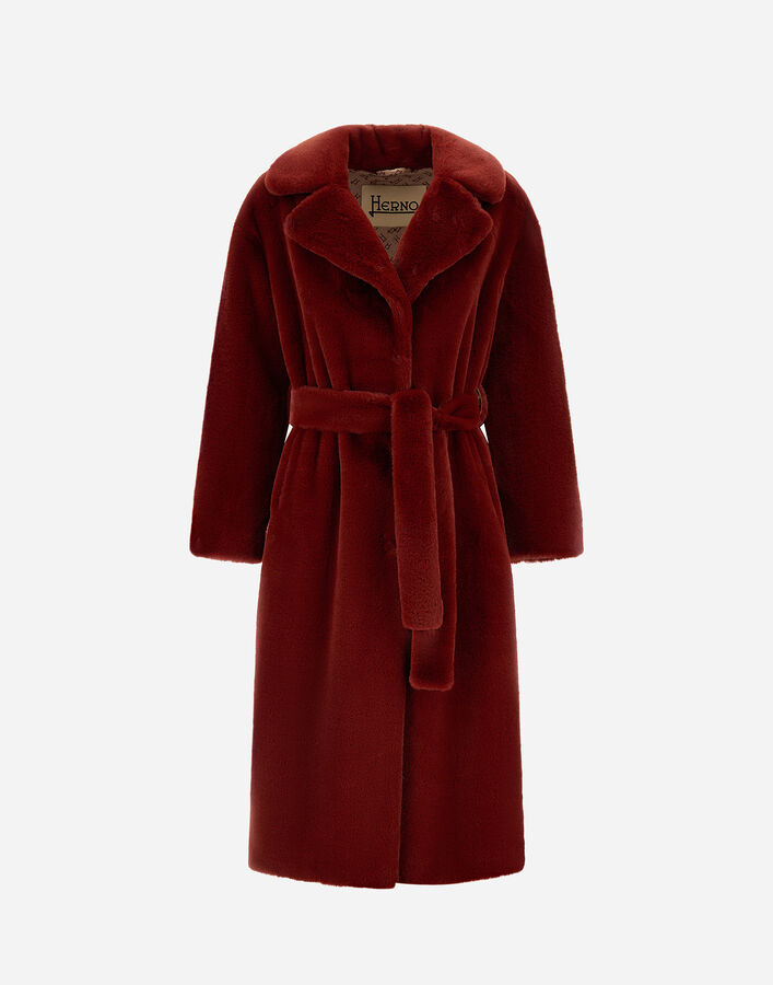 Herno COAT IN SOFT ALTERNATIVE FUR Bordeaux CA000586D124226705