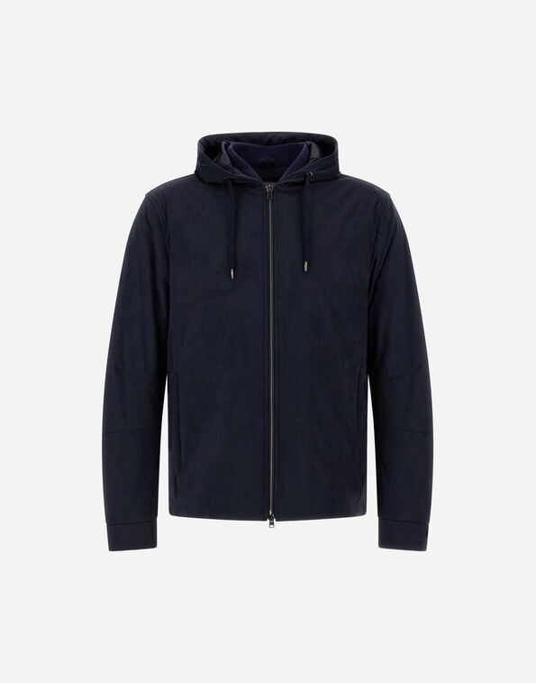 Herno RESORT MELANGE SUEDE EFFECT AND ECOAGE JACKET Navy Blue GI00083UR12729S9200