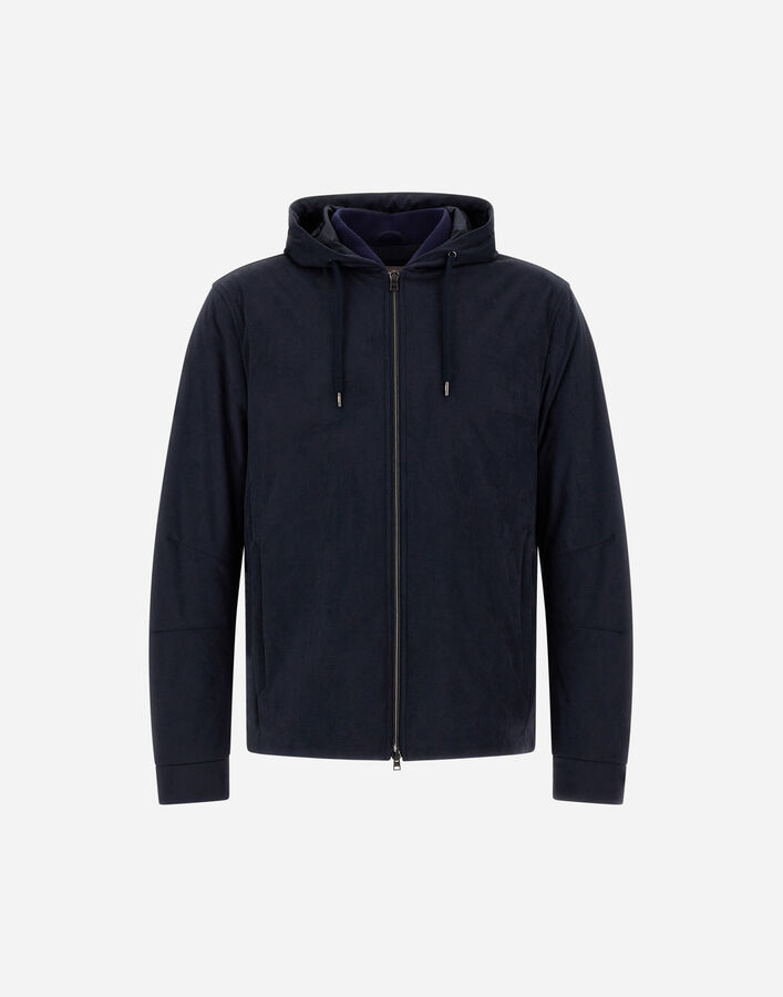 Herno RESORT MELANGE SUEDE EFFECT AND ECOAGE JACKET Navy Blue GI00083UR12729S9200