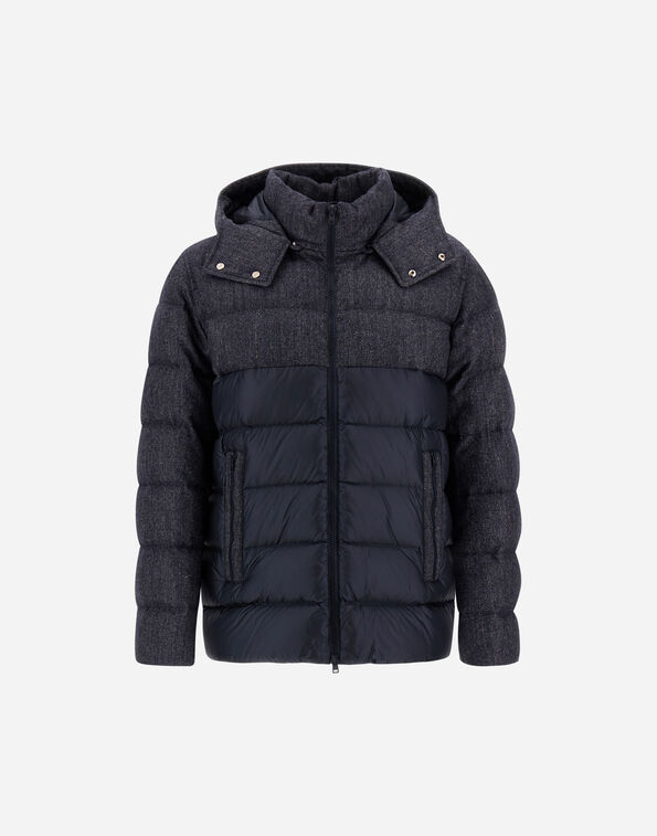 Herno JACKET IN NYLON ULTRALIGHT AND HERRINGBONE WOOL FLANNEL Navy Blue PI001304U12020Z9200