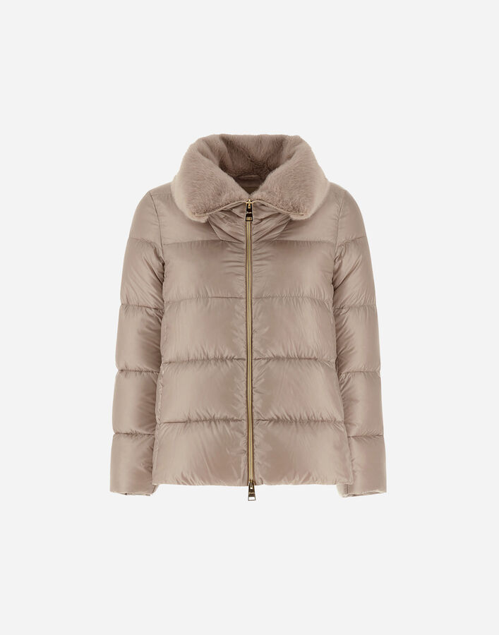 Herno JACKET IN NYLON ULTRALIGHT AND LADY ALTERNATIVE FUR Chantilly PI001923D12017Z1985