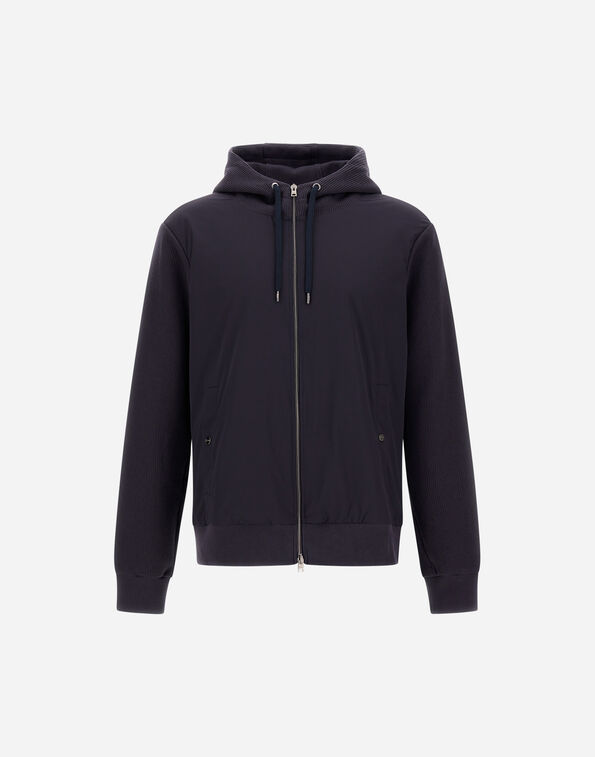 Herno RESORT KNIT EFFECT INTERLOCK AND TRAVEL NYLON PONENTE JACKET Navy Blue JC00021UR560209200