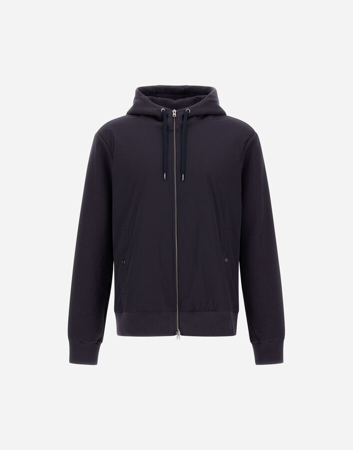 Herno RESORT KNIT EFFECT INTERLOCK AND TRAVEL NYLON PONENTE JACKET Navy Blue JC00021UR560209200