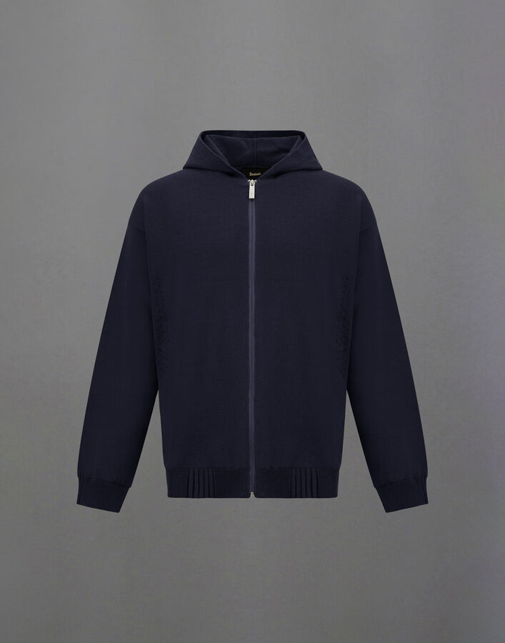 Herno LAMINAR HOODIE IN CO/R-NY Navy Blue MC00018UL721329200