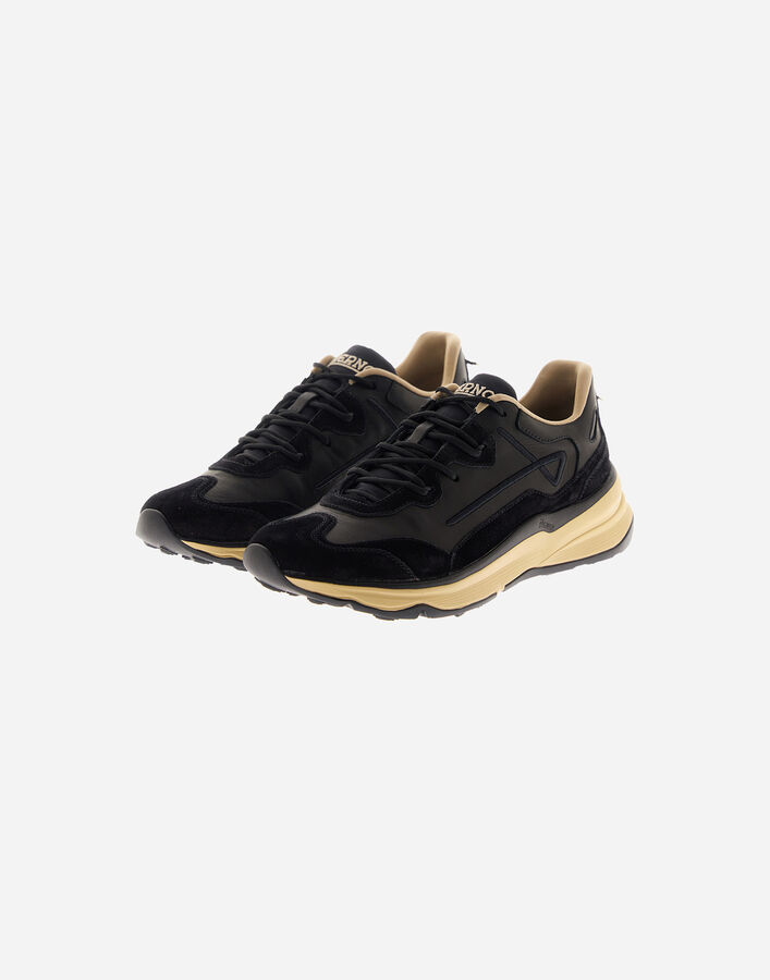 Herno SUEDE AND LEATHER RUNNING SNEAKER Black SH000050DSHOE529300
