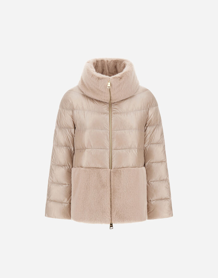 Herno CAPE IN NYLON ULTRALIGHT AND LADY ALTERNATIVE FUR Chantilly PI001933D12017Z1985