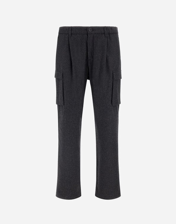 Herno CARGO TROUSERS IN WOOL FLANNEL Iron PT000157U127729487