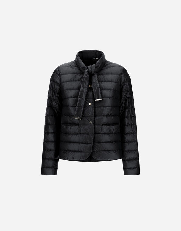 Herno BLAZER WITH SCARF IN NYLON ULTRALIGHT Black PI002201D12017Z9300