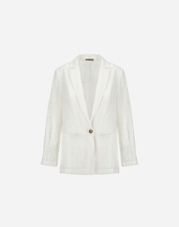 Herno RESORT BLAZER IN CHECK LINEN White GA00010DR171411000