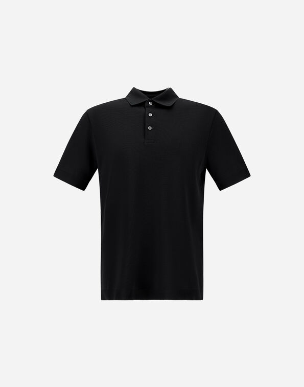 Herno JERSEY KNIT EFFECT POLO SHIRT Black JPL00125U520599300
