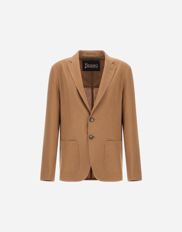 Herno BLAZER IN COTTON LINEN POPELINE Camel GA000207U171472157