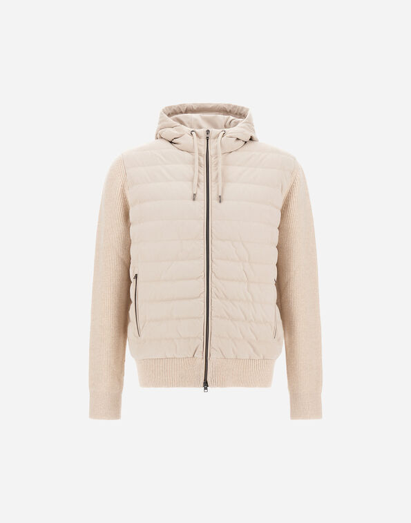 Herno RESORT COB CARDED WOOL AND SUEDE EFFECT HOODIE Chantilly/Light Blue MP00001UR702601990