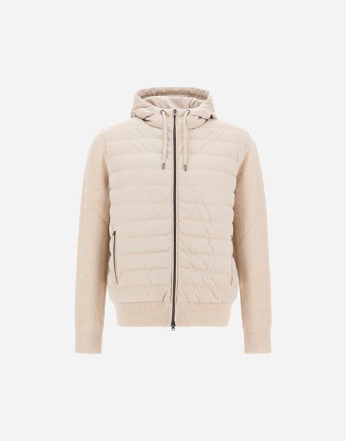 Herno RESORT COB CARDED WOOL AND SUEDE EFFECT HOODIE Chantilly/Light Blue MP00001UR702601990