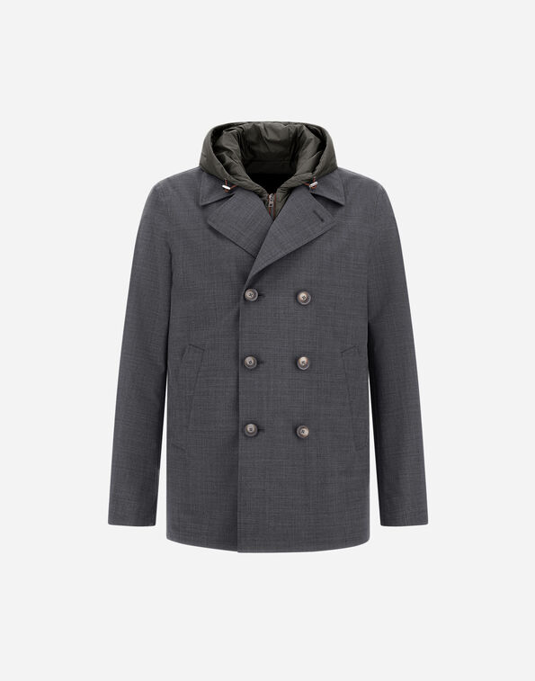 Herno WOOL, ECOAGE AND 3-LAYER MEMBRANE PEA COAT Grey PE0001UNW128889450