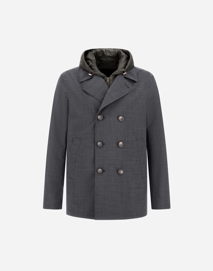 Herno WOOL, ECOAGE AND 3-LAYER MEMBRANE PEA COAT Grey PE0001UNW128889450
