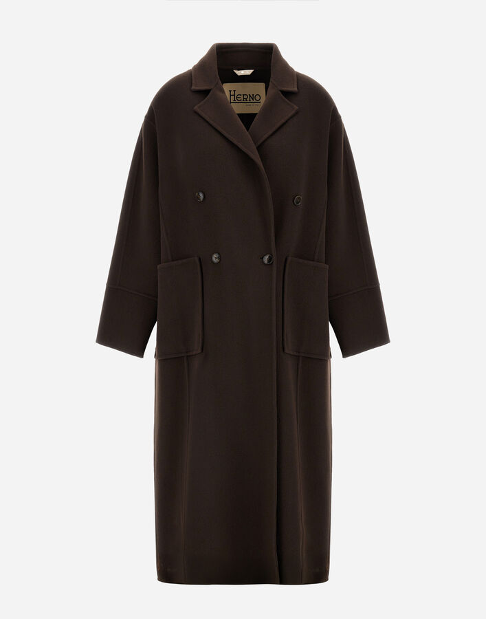 Herno COAT IN NEW MODERN WOOL Dark Chocolate CA000597D334158800