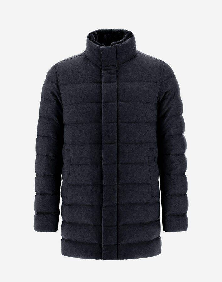 Herno COAT IN CASHMERE, SILK AND LIGHT FAUX FUR Navy Blue PI001175U380879200