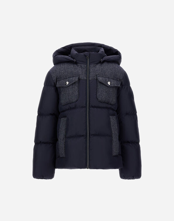 Herno JACKET IN NYLON CHAMONIX AND HERRINGBONE WOOL FLANNEL Navy Blue PI000158B12004Z9200