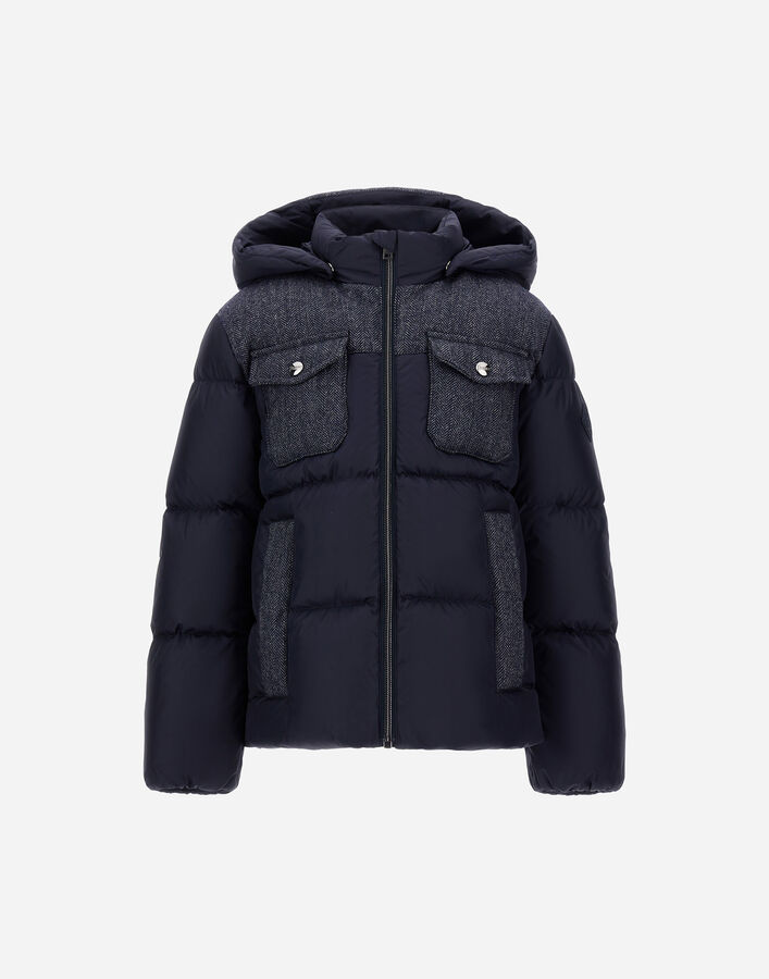 Herno JACKET IN NYLON CHAMONIX AND HERRINGBONE WOOL FLANNEL Navy Blue PI000158B12004Z9200