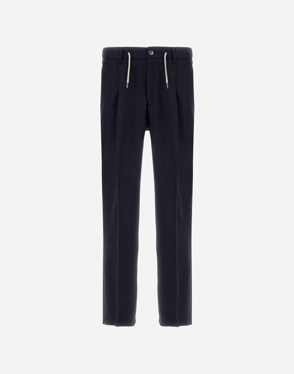 Herno RESORT TROUSERS IN CASHMERE SILK Navy Blue PT00037UR380879200