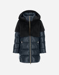 Herno A-SHAPE JACKET IN NYLON ULTRALIGHT AND LADY ALTERNATIVE FUR Navy Blue PI000185G12017Z9200