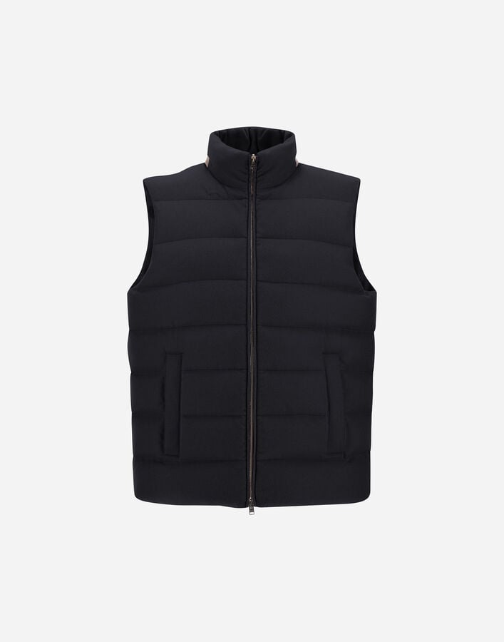 Herno VEST IN CASHMERE, SILK AND MONOGRAM Navy Blue PI001282U380879200