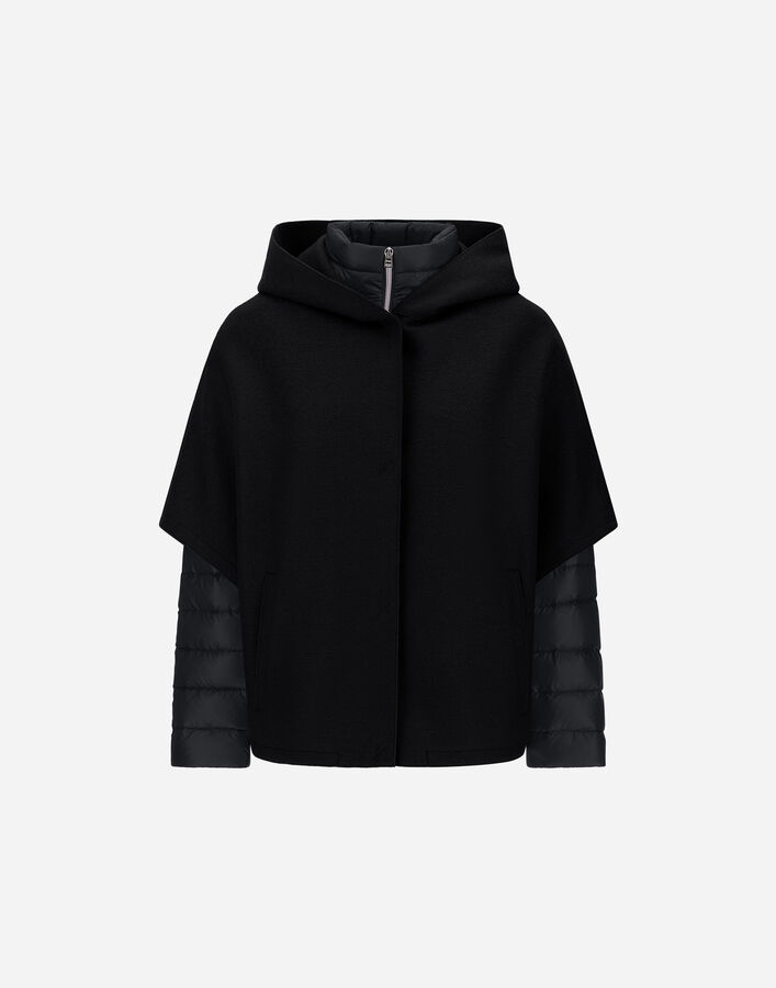 Herno RESORT CAPE IN FELTED WOOL & NYLON ULTRALIGHT Black PI00154DR333729300