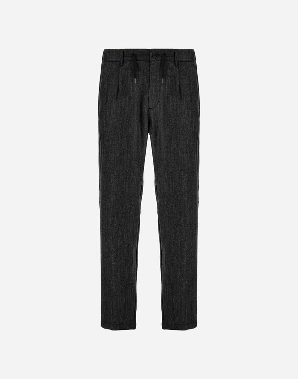 Herno TROUSERS IN HERRINGBONE WOOL FLANNEL Black PT000152U33451R9300