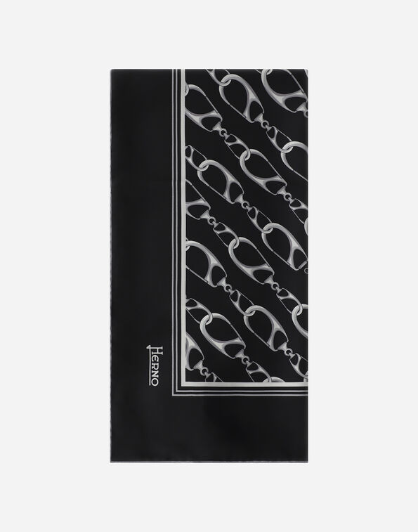 Herno SCARF IN ICONIC PRINT SILK Black FOULARD90150309300