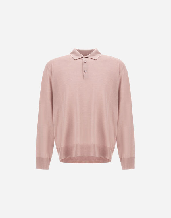 Herno LONG-SLEEVED POLO SHIRT IN WOOL SILK Powder Pink MPL00011U700254039