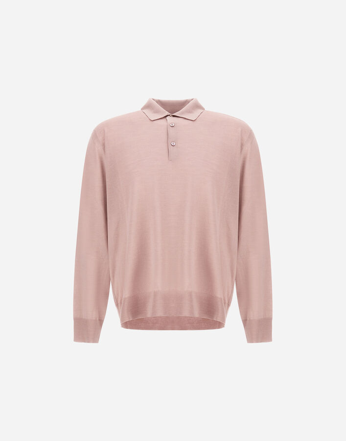 Herno LONG-SLEEVED POLO SHIRT IN WOOL SILK Powder Pink MPL00011U700254039