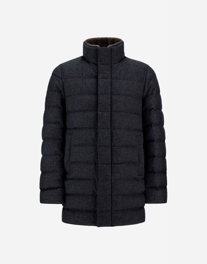 Herno CARCOAT IN CASHMERE, SILK AND MONOGRAM Navy Blue PI001310U380879200