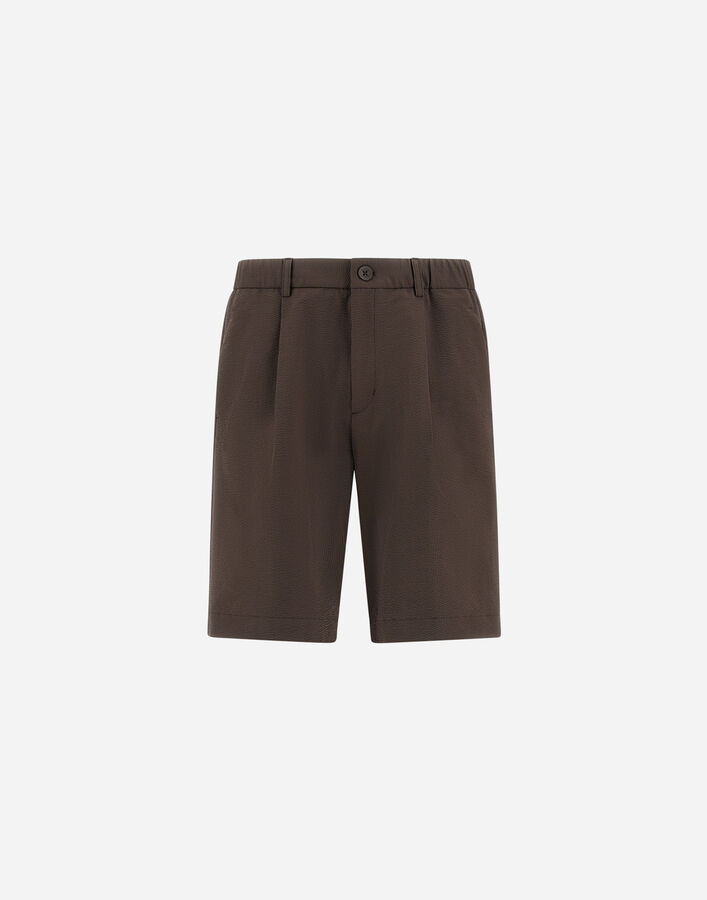 Herno SHORTS IN SEER-CREASE Dark Brown PT000192U126848800
