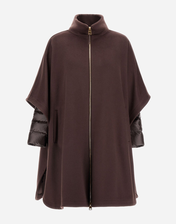 Herno PONCHO IN LUXURY WOOL AND NYLON ULTRALIGHT Dark Chocolate PI002147D333138800