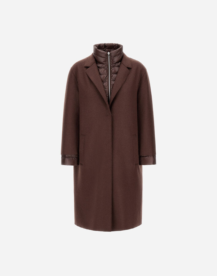 Herno RESORT FELTED WOOL AND NYLON ULTRALIGHT COAT Dark Chocolate PI00153DR333728810