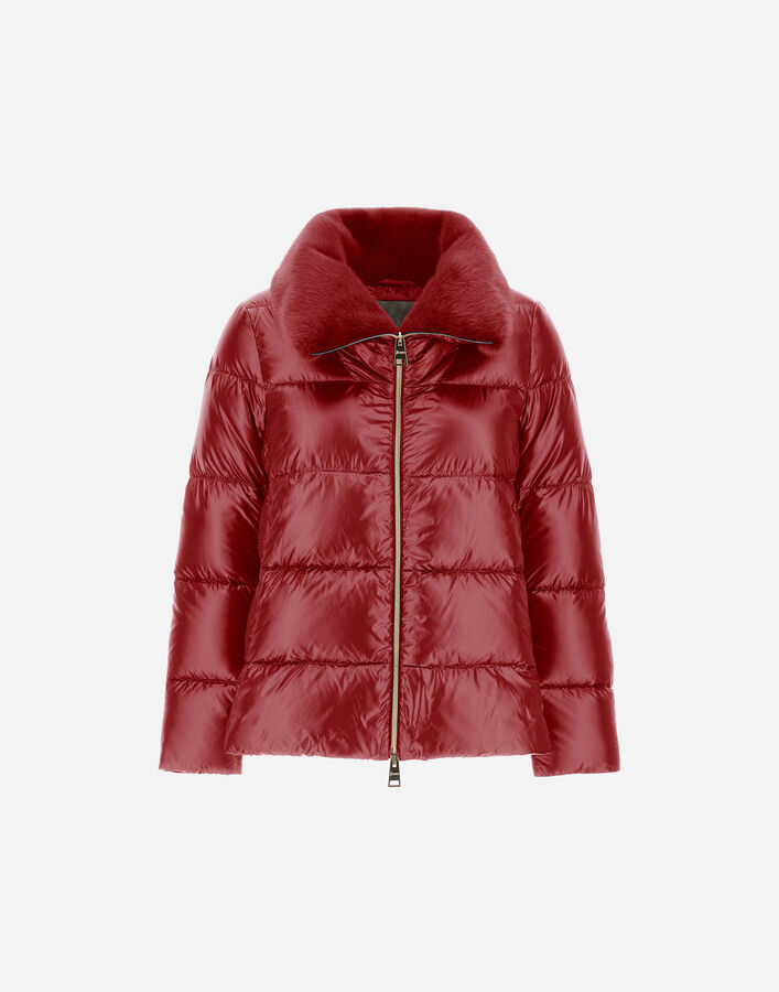 Herno JACKET IN NYLON ULTRALIGHT AND LADY ALTERNATIVE FUR Bordeaux PI001923D12017Z6705