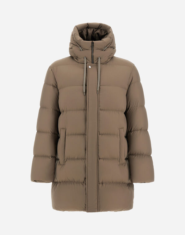 Herno LONG JACKET IN ARENDELLE AND MONOGRAM Dark Taupe PI001159U12414Z2700