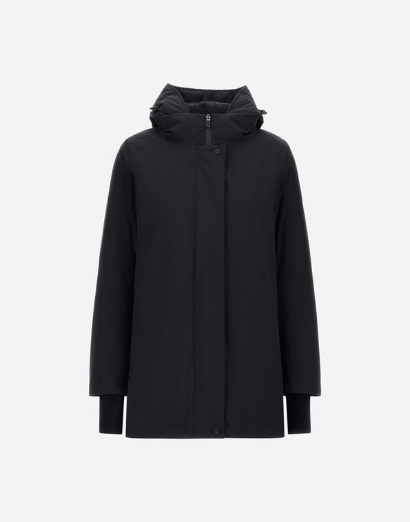 Herno HOODED A-SHAPE JACKET IN 2-LAYER WINDSTOPPER Black PI002078D128409300