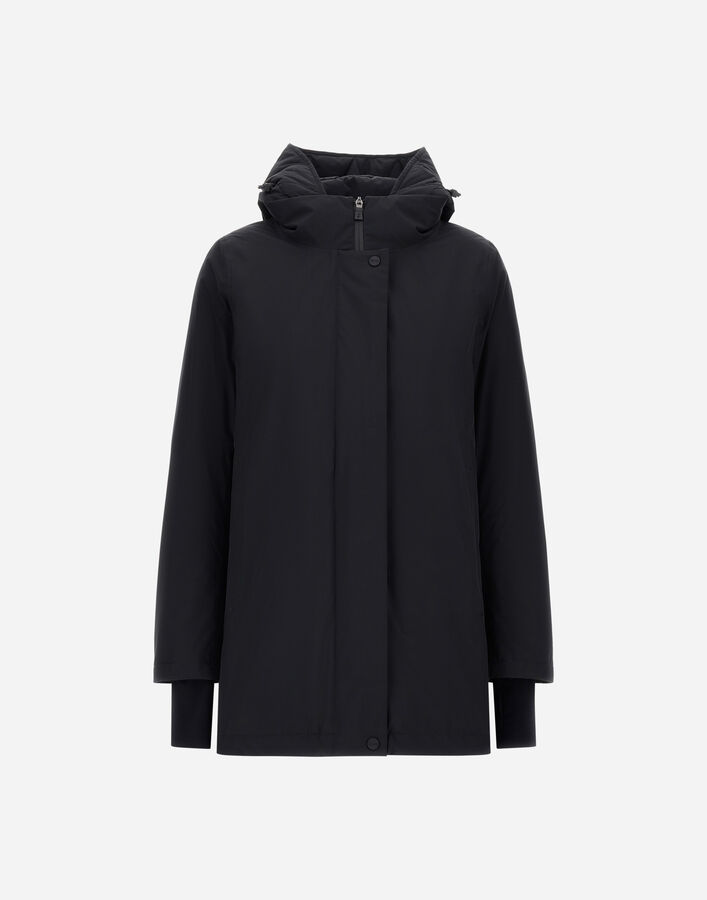 Herno HOODED A-SHAPE JACKET IN 2-LAYER WINDSTOPPER Black PI002078D128409300