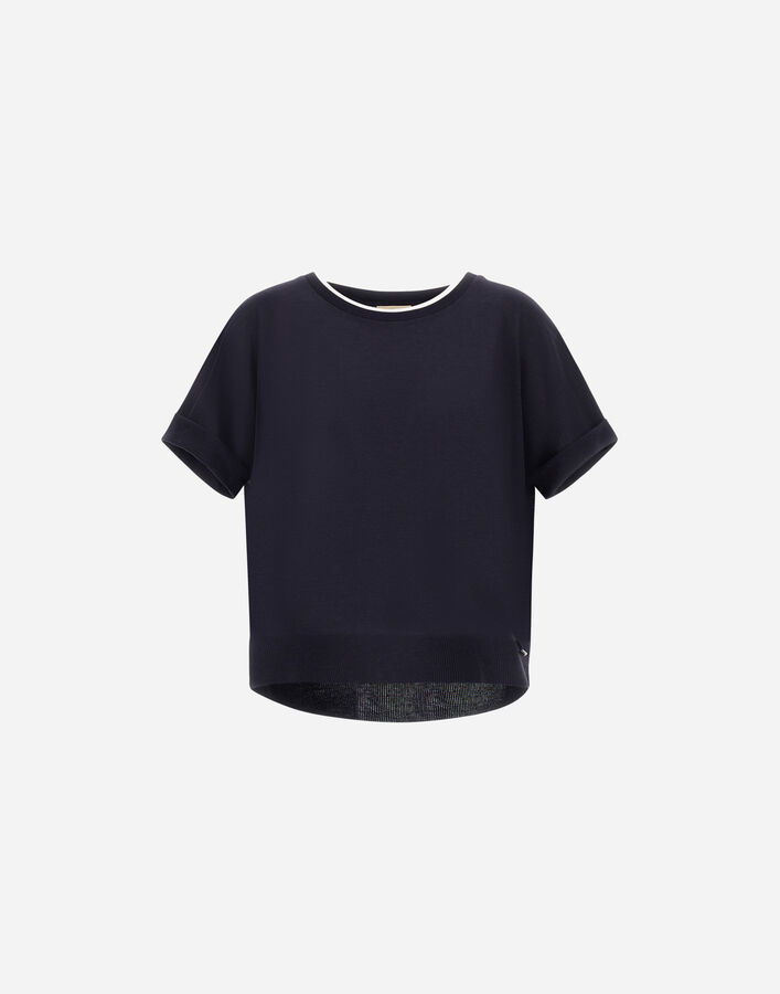 Herno T-SHIRT IN GLAM KNIT&nbsp;EFFECT Navy Blue JG000312D520569200