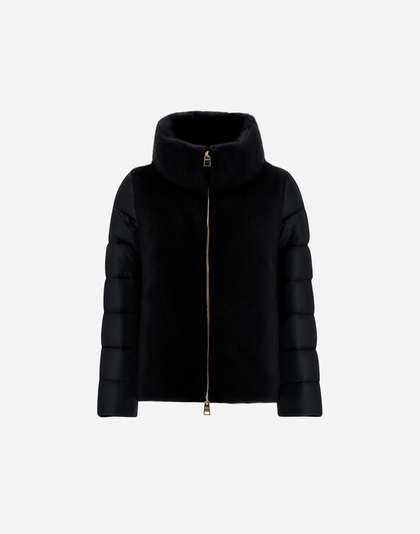 Herno CAPE IN NYLON ULTRALIGHT AND LADY ALTERNATIVE FUR Black PI002017D12017Z9300