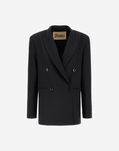 Herno OVERSIZED BLAZER IN FLUID WOOL Black GA000309D334539300