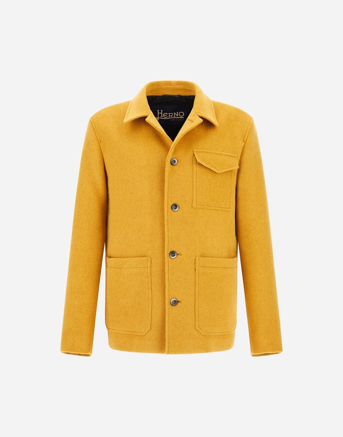 Herno FIELD&nbsp;JACKET IN SOFT RECYCLED WOOL Mustard FI000138U33475R3800