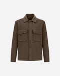 Herno RESORT DOUBLE FACED PURE WOOL SHACKET Dark Taupe GI00091UR334492700