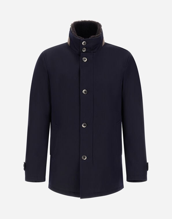 Herno DIAGONAL WOOL CAR COAT Navy Blue IM000369U331869200